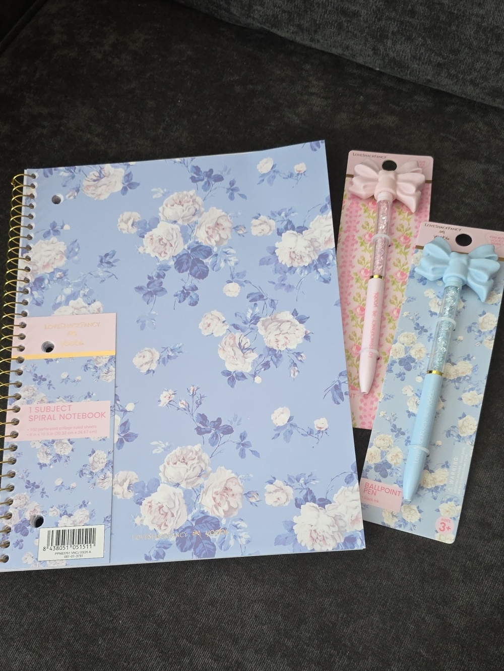 Love Shack Fancy Blue Spiral Notebook And 2 Pens